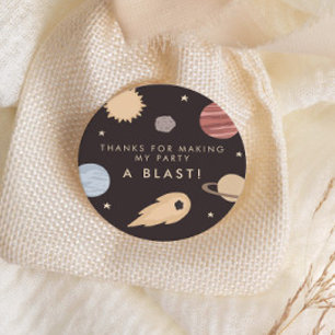 Two the Moon Kinder Outer Space Verjaardagsgunst Ronde Sticker