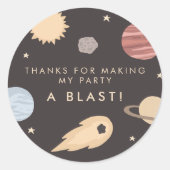 Two the Moon Kinder Outer Space Verjaardagsgunst Ronde Sticker (Voorkant)