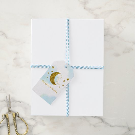 Two The Moon Labels voor de tweede verjaardag Cadeaulabel (Met Touw)