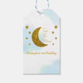 Two The Moon Labels voor de tweede verjaardag Cadeaulabel