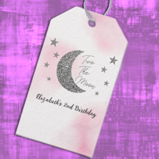 Two The Moon Labels voor de tweede verjaardag Cadeaulabel