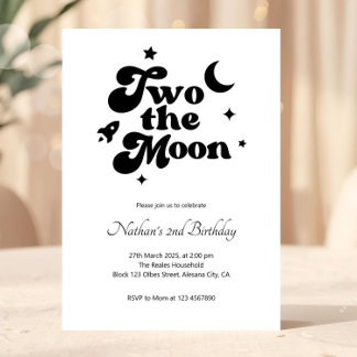 Two the Moon Minimalist Uitnodiging voor de 2e ver