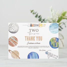 Two The Moon | Modern Space 2nd Birthday Décor Bedankkaart
