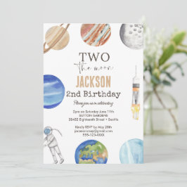 Two The Moon | Modern Space 2nd Birthday Décor Kaart