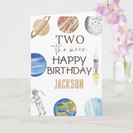 Two The Moon | Modern Space 2nd Birthday Décor Kaart