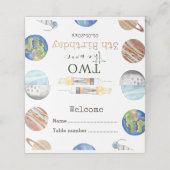 Two The Moon | Modern Space 2nd Birthday Décor Plaatskaartje (Buitenkant ongevouwen)