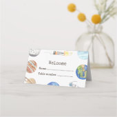 Two The Moon | Modern Space 2nd Birthday Décor Plaatskaartje (Voorkant)