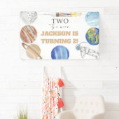 Two The Moon | Modern Space 2nd Birthday Décor Spandoek (Insitu)