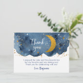 Two the Moon Navy Gold Galaxy Verjaardag Bedankkaart (Staand voorkant)