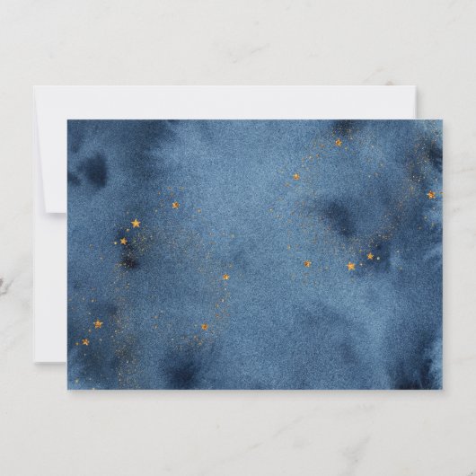 Two the Moon Navy Gold Galaxy Verjaardag Bedankkaart (Achterkant)