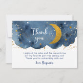 Two the Moon Navy Gold Galaxy Verjaardag Bedankkaart (Voorkant)