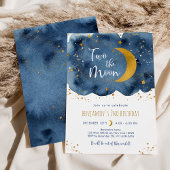 Two the Moon Navy Gold Galaxy Verjaardag Kaart