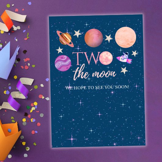 Two The Moon  Outer Space Ship Planets 2nd Bday Kaart