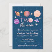 Two The Moon Outer Space Ship Planets 2nd Bday Kaart (Voorkant)