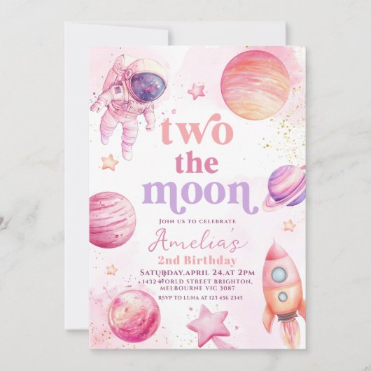 Two the Moon Outerspace 2nd Birthday  Kaart (Voorkant)