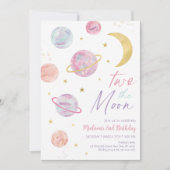 Two The Moon Pastel Roze Goud Verjaardag Kaart (Voorkant)