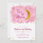 Two the Moon Pink Gold Galaxy Verjaardag Kaart (Voorkant)