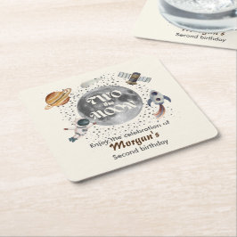 Two The Moon Planets Gender Neutral 2nd Birthday  Kartonnen Onderzetters