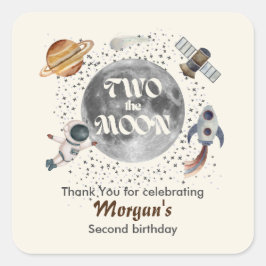 Two The Moon Planets Gender Neutral 2nd Birthday  Vierkante Sticker