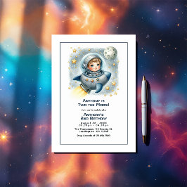 "Two the Moon" Rocket Peuter Verjaardagsfeest Kaart