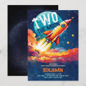 Two the Moon Rocket Planets Sterren Jongen 2e Verj Kaart (Voorkant / Achterkant)