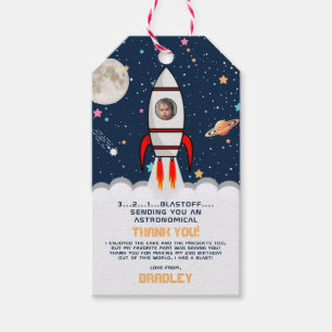 Two the Moon Rocket Ship 2e verjaardagsfeestfoto Cadeaulabel