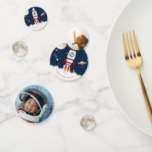 Two the Moon Rocket Ship 2e verjaardagsfeestfoto Confetti