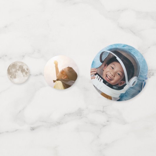 Two the Moon Rocket Ship 2e verjaardagsfeestfoto Confetti (Achterkanten)