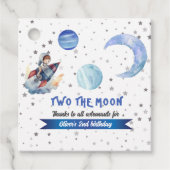 Two The Moon Rocket Space Blue Boy 2nd Birthday  Bedankjes Labels (Voorkant)