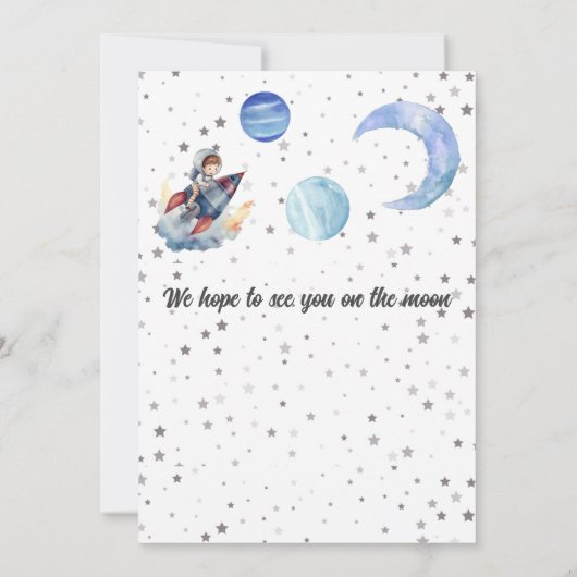 Two The Moon Rocket Space Blue Boy 2nd Birthday  Kaart (Achterkant)