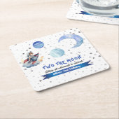 Two The Moon Rocket Space Blue Boy 2nd Birthday Kartonnen Onderzetters (Schuin)