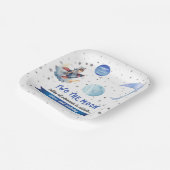Two The Moon Rocket Space Blue Boy 2nd Birthday  Papieren Bordje (Gebogen)