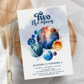 Two the Moon Schattige Boy 2nd Birthday Invitation Kaart