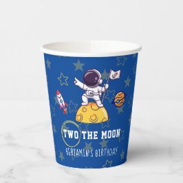 Two The Moon Second Birthday Boy Paper Cups Papieren Bekers