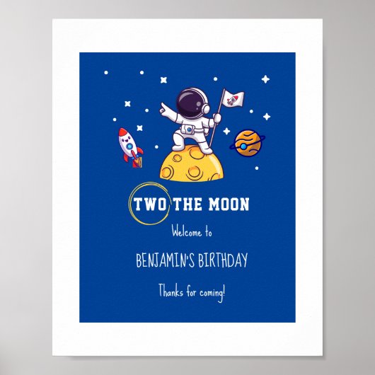 Two The Moon second birthday kids Party Poster (Voorkant)