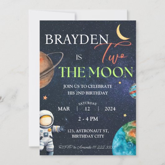 Two the Moon Space Boy 2nd Galaxy Planets Verjaard Kaart (Voorkant)