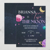 Two the Moon Space Girl 2e Galaxy Verjaardag Kaart (Voorkant / Achterkant)