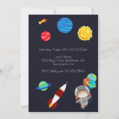 Two the Moon Space Theme 2nd Birthday Party Kaart (Achterkant)