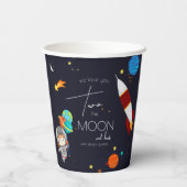 Two the Moon Space Theme 2nd Birthday Party Papieren Bekers (Achterkant)