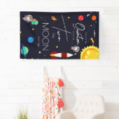 Two the Moon Space Theme 2nd Birthday Party Spandoek (Insitu)