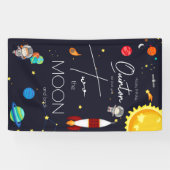 Two the Moon Space Theme 2nd Birthday Party Spandoek (Horizontaal)