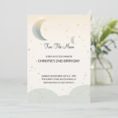 Two the Moon Tweede Verjaardag uitnodiging (Staand voorkant)