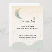 Two the Moon Tweede Verjaardag uitnodiging (Voorkant / Achterkant)