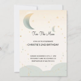 Two the Moon Tweede Verjaardag uitnodiging