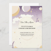 Two the Moon Tweede Verjaardag uitnodiging (Voorkant / Achterkant)