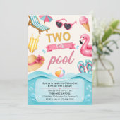 Two The Pool Summer Birthday Party Kaart (Staand voorkant)