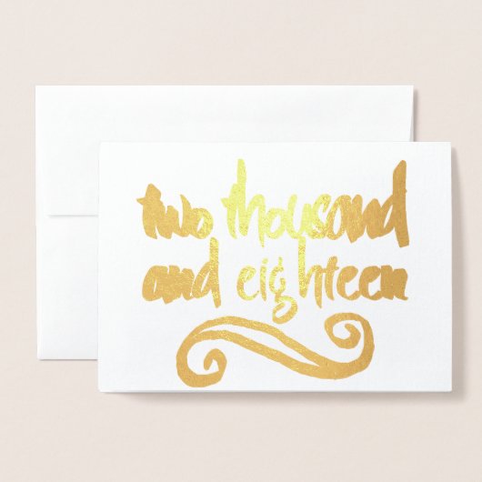 Two Thousand Achttien 2018 Typography Gold Folie Kaarten (Voorkant met envelop)