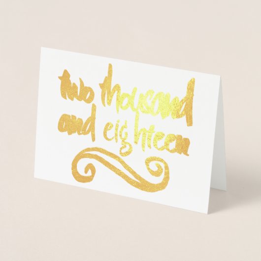 Two Thousand Achttien 2018 Typography Gold Folie Kaarten (Voorkant)