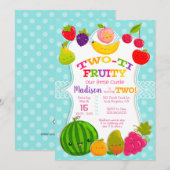 Two-ti Fruity - Girl's Second Birthday Party Kaart (Voorkant / Achterkant)