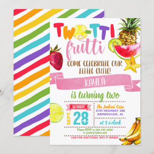 TWO-Ti Frutti Verjaardag Uitnodiging